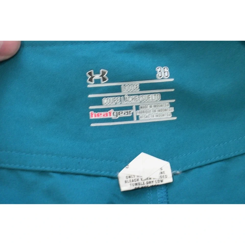 Under Armour Board Shorts Mens 36 Teal HeatGear‎ Lace Up Swim Trunks Excellent